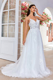 Sangles entrecroisées ivoire Back A-Line Tulle Robe de mariée