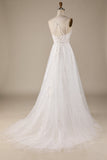 Ivre A-Line Tulle Entres-Cross Strains Dos Robe de mariée