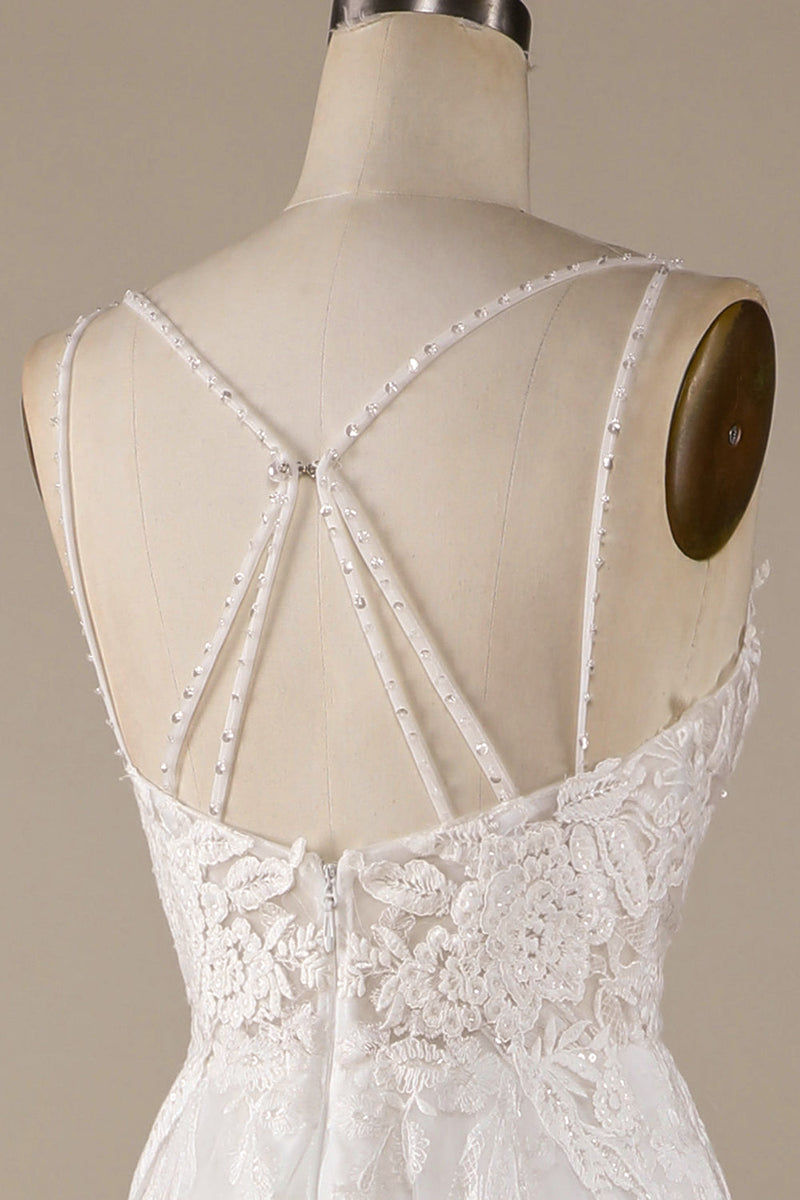 Charger l&#39;image dans la galerie, Ivre A-Line Tulle Entres-Cross Strains Dos Robe de mariée