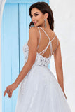 Sangles entrecroisées ivoire Back A-Line Tulle Robe de mariée