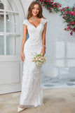 Robe de mariée en dentelle en V en dentelle ivoire