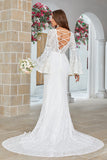 Robe de mariée Manches Flare Flare Dentelle Ivoire