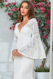 Robe de mariée Manches Flare Flare Dentelle Ivoire