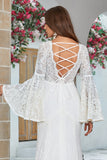 Robe de mariée Manches Flare Flare Dentelle Ivoire