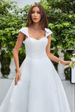 Robe de mariée simple en satin ivoire A-Line