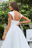 Robe de mariée simple en satin ivoire A-Line