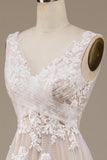 Apricot Tulle Sweep Train Robe de mariée avec dentelle