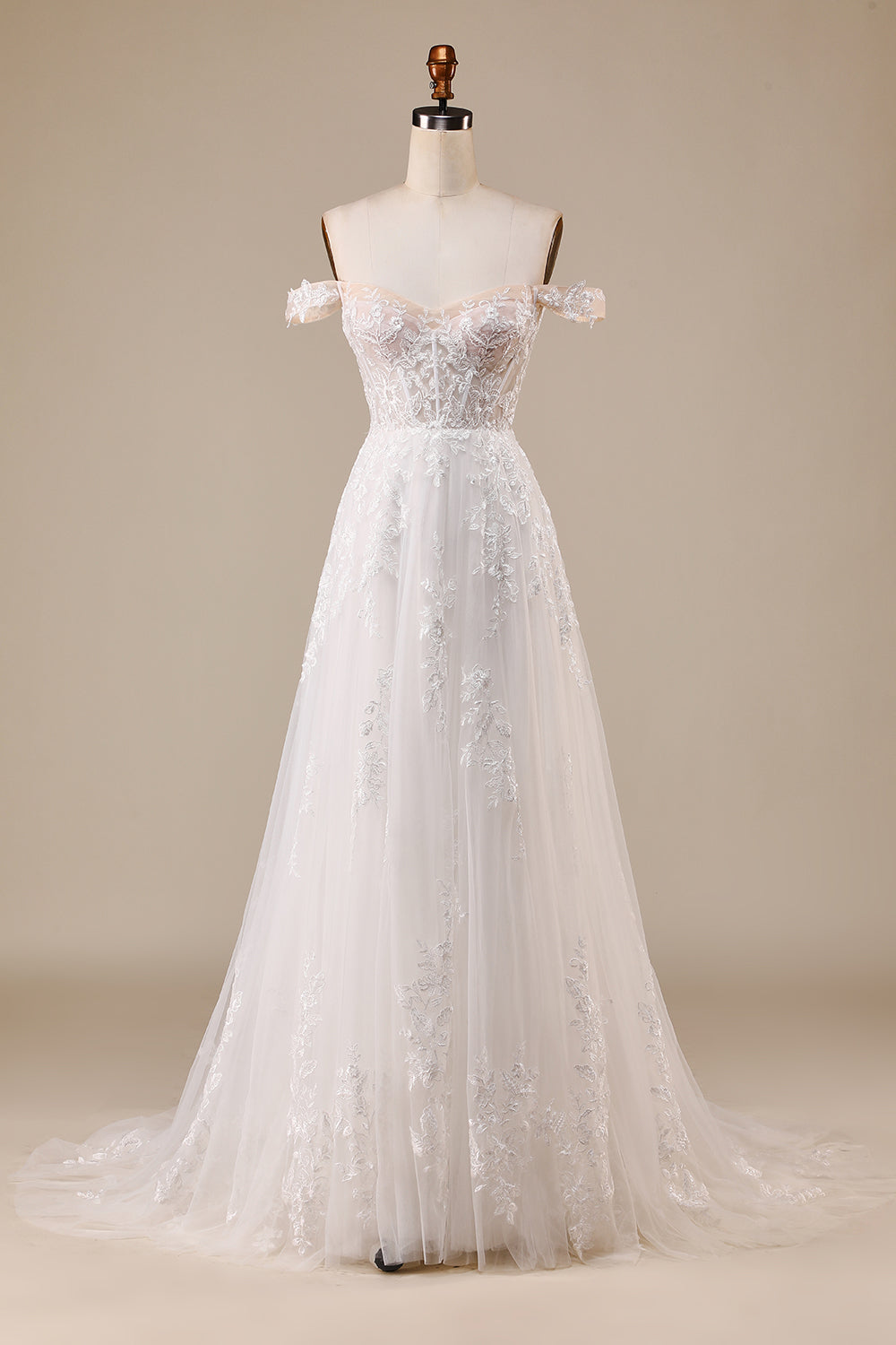 Détachable de l’épaule Corset Tulle A Line Robe de mariée