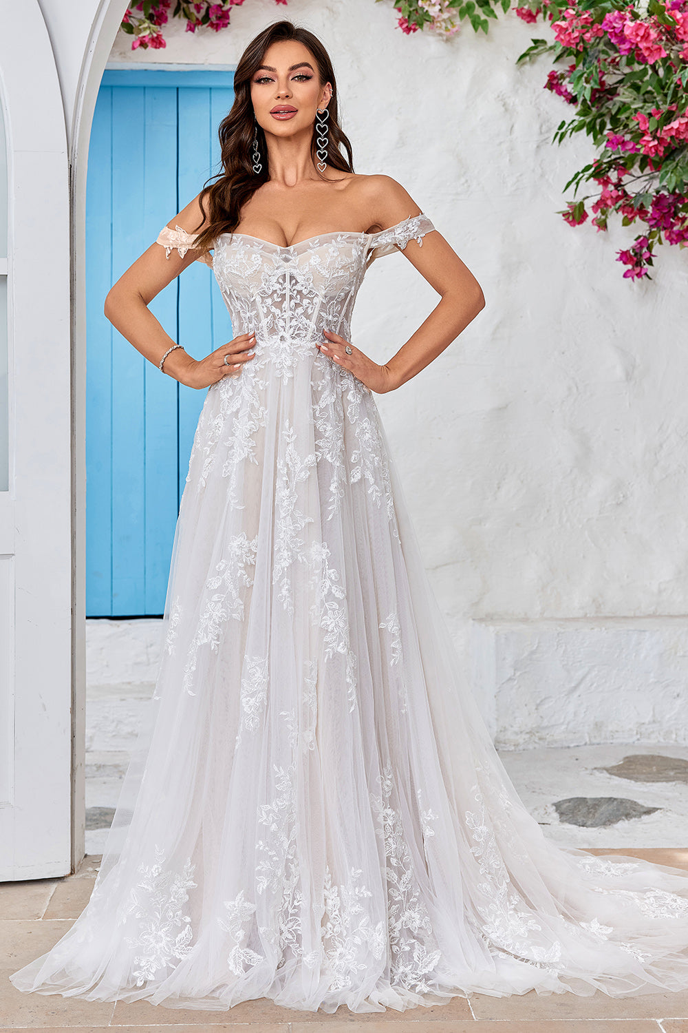 Détachable de l’épaule Corset Tulle A Line Robe de mariée