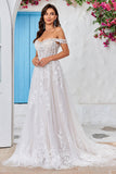 Détachable de l’épaule Corset Tulle A Line Robe de mariée