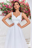 Simple Ivoire Organza Scoop Neck Sweep Train A Line Robe de mariée